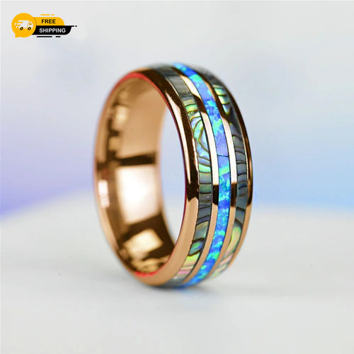 Edelstahl abalone opal ring - abalone,