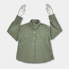 Bluse Hemd Damen M Zara Grün Feinkord Langarm sehr gut