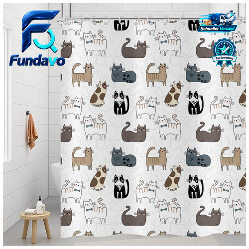 Duschvorhang katze 180x180 - duschvorhang,