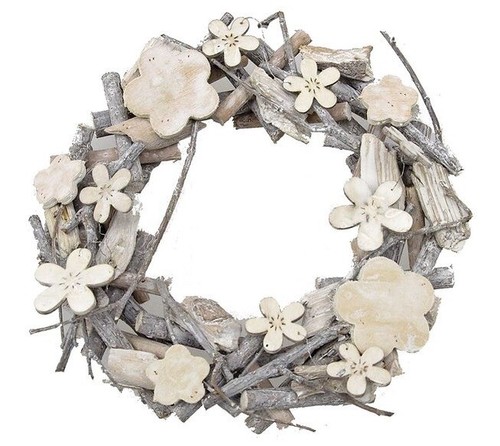 Kranz mit holzblüten - kranz, shabby