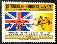 HONDURAS 1968 Olympia Mexico Britische Flagge Briefmarke Stamp Sello Timbre used
