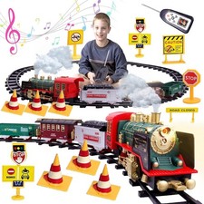 Elektrischer Zug Spielzeug Kinder Spielzeugeisenbahn Set mit Rauch Weihnachtszug