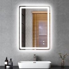 Badspiegel mit LED Beleuchtung Touch+Beschlagfrei/Bluetooth/Uhr LED Wandspiegel