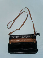 ROWALLAN Leder Handtasche Clutch schwarz-braun ca. 30x20x7 cm verstellb. Riemen!