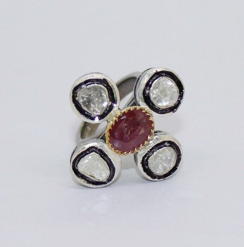 Echter rubin polki - rubin, diamant