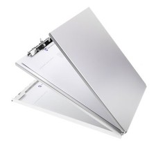 Formularhalter-Box aus Aluminium DIN A4 mit Aufbewahrungsfach und Zwischenablage