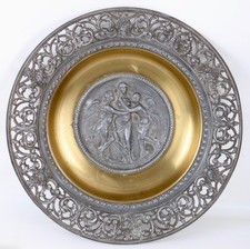 Antike Schale Teller Zinkguss Messing Jugendstil um 1880/1900