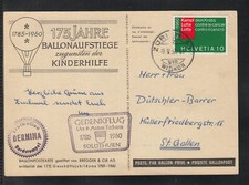 Schweiz: Tolle Ballonkarte 175 Jahre Ballonaufstiege zur Kinderhilfe