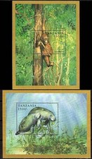 Tansania 1998 Seekuh & Orangatang 2 S/S MNH Tieren, Marine Life, Tierarten