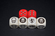 Heroquest  MB Ersatzteile Original  # 4 x Spezial Kampf  Spielwürfel + 2 x Rot #