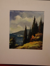 aquarelle original Zypressen