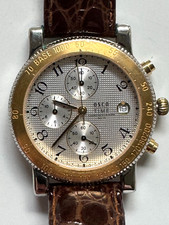 Osco Time Chronograph - Herrenuhr - braunes Lederarmband  -   Werk läuft