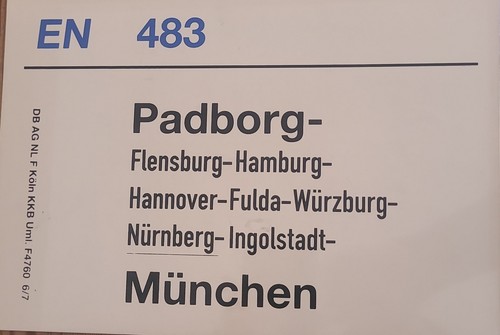 Zuglaufschild 483 padborg - zuglaufschild,