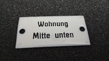 Vintage altes Emailleschild "Wohnung Mitte unten" vermutlich um 1930 6x3cm