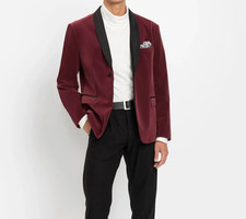 Samtsakko Herren Gr. 50 Sakko Blazer Samt Ahornrot Jacket Jacke Rot elegant #589