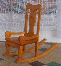 Schaukel-Stuhl Holz Puppenstube MINIATUR Möbel Handmade Wichtelhaus