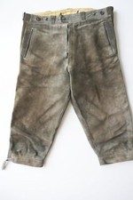 Dicke Kniebund Lederhose stark verspeckt grau für Jagd ohne Reißverschluss Gr.52