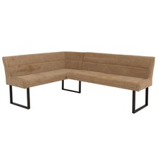 B-Ware Eckbank MCW-O81, (310g/m²) Chenille Textil Metall 159x210cm, hellbraun