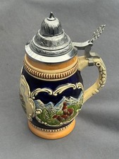 Bierkrug 0,5 Liter - UNBENUTZT aus Sammlung - Adelboden Schweiz - mit Zinndeckel