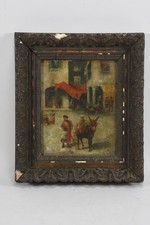 P88X02- Gemälde orientalische Straßenszene mit Lastenesel