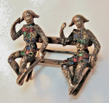 Absolute Rarität Brosche Silber Figuren old silver Brooch / AU 078