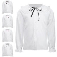 Kinder Mädchen Trachtenbluse Hochzeit Dirndlbluse Puppenhalsband Schuluniform