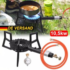 3 Fuß Gaskocher 10,5kw Hockerkocher Gasbrenner Campingkocher Wok Druckminderer