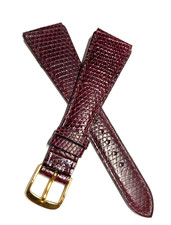 49.-€ RIOS 1931 LEDERBAND ECHT EIDECHSE 22MM VINTAGE-UHRENBAND BORDEAUX-GOLD