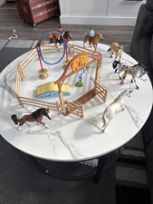 Schleich - Pferde, Fohlen, Reiter, Zaun ; Spielfiguren SET B