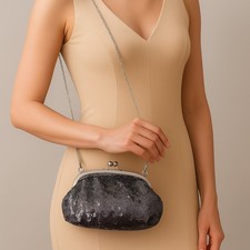 Handtasche Grau mit Pailletten