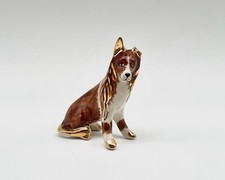 Sammlungsauflösung Porzellan Hund Collie Gold Vintage Miniatur Setzkasten