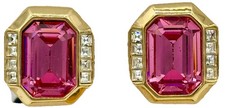 Vintage DIOR Rosa Kristall Vergoldet Ohrclips,Ohrringe,Schmuck ca.2.00cm.