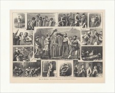 Auf der Mensur Ferdinand Lindner Fechten Degen Sport Männer Holzstich E 17463