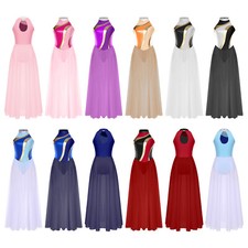 Damen Kleid Kostüm Langer Rock Samba Tanzkleidung Prom Lyrisch Chiffon Modern