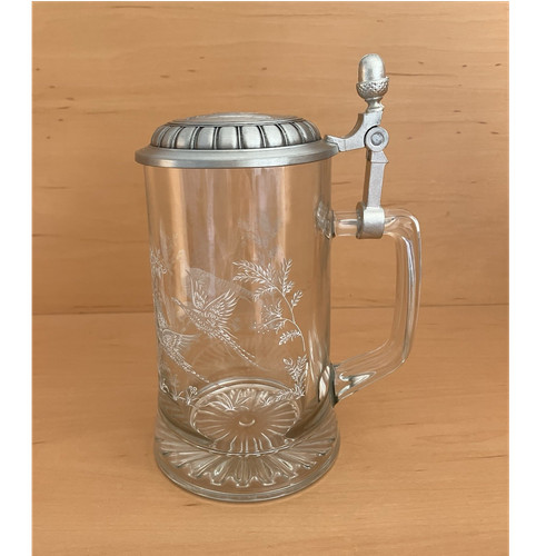 Glas bierkrug mit zinndeckel - glas,