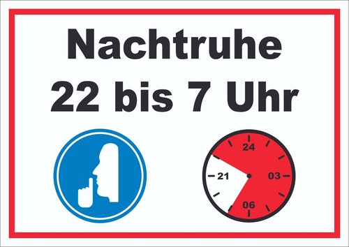 Nachtruhe bis uhr schild - bis, 7