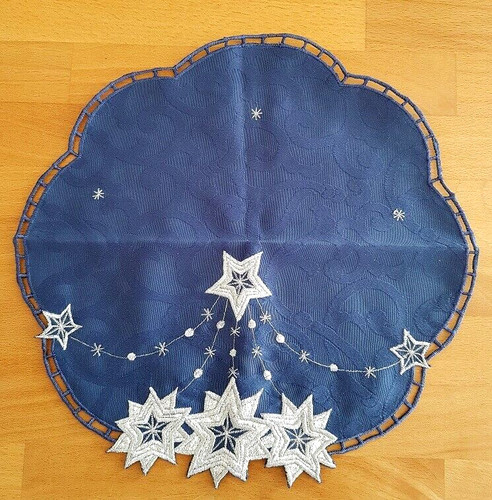 Weihnachtsdeckchen rund blau - rund,,
