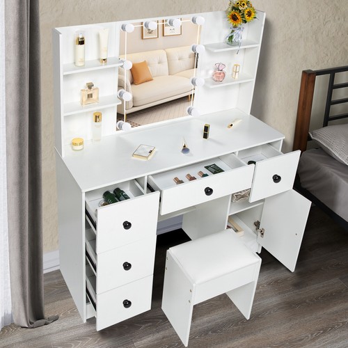 Weiß schminktisch und hocker - schminktisch,