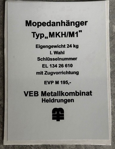Typenschild für ddr simson - typenschild,