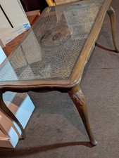 Couchtisch mid century, Chippendale, Geflecht mit Glas