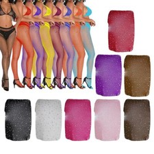 Sexy Damen Lange Strümpfe Hohe Taille Kristall Strass Elastisch Panty Hose