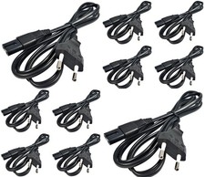 10× Euro Netzkabel 2 Pin | H03VVH2-F 2-polig (Typ C) | 250 V 2,5 A  Schwarz