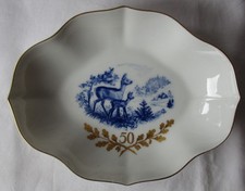 Meissen Schale Jagdmotiv goldene Hochzeit 19 cm Gold 1. Wahl Barockform (116606)