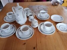 21tlg. Kaffee-Service für 6 Personen -weiß/lila/grün "Winterling Röslau" Bavaria