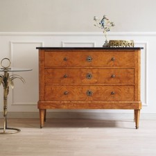 Biedermeier Wurzelholzkommode Antik schwarzer Marmor Vintage Kommode Empire alt
