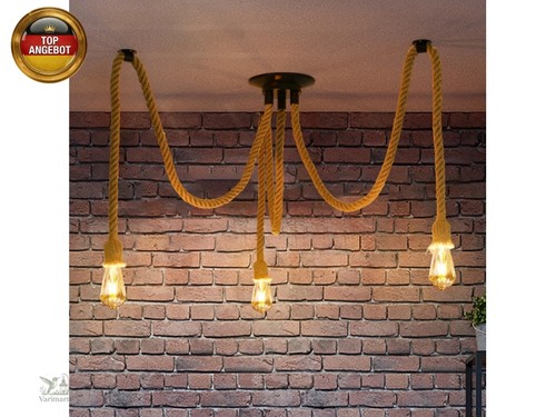 Deckenlampe mit hanfseil - deckenlampe,