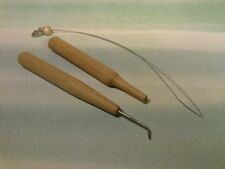 Spezial Stricknadel  abgewinkelt +1Fadenführer geriffelt Buche Strickstab