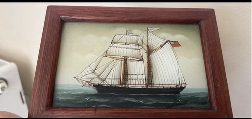 Vintage handbemaltes schiff - handbemaltes,