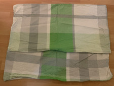 2x Seersucker Kissenbezug Kopfkissen 40x80cm 100% Baumwolle grün gelb kariert