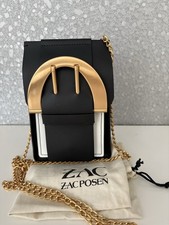 ZAC Posen Tasche Handytasche Abendtasche Echt Leder Schwarz Weiß Gold NEU